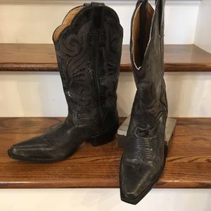 Women’s Black Distressed Cowboy Boots (size 7.5)